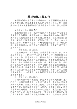 基层锻炼工作心得