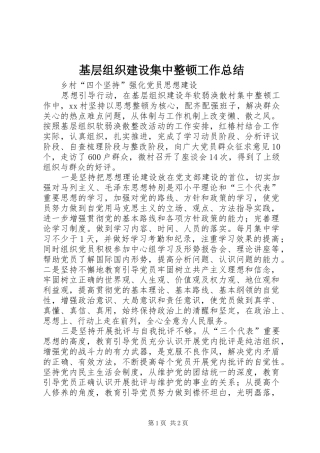 基层组织建设集中整顿工作总结 