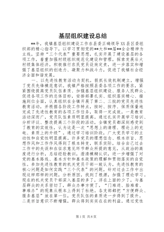 基层组织建设总结 