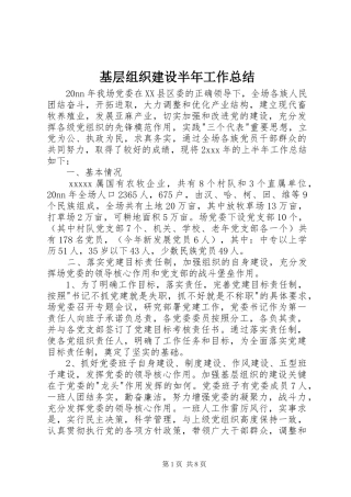 基层组织建设半年工作总结 