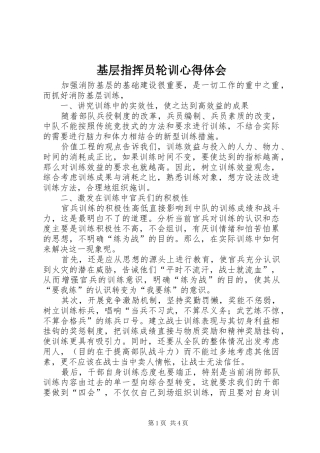 基层指挥员轮训体会心得