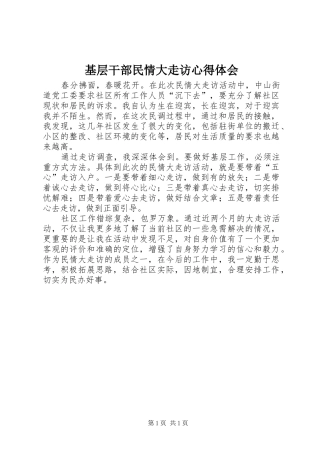 基层干部民情大走访体会心得