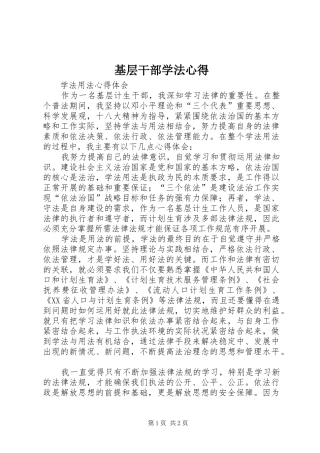 基层干部学法心得