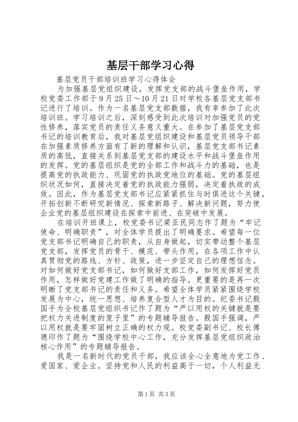 基层干部学习体会3_第1页