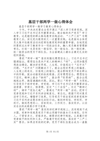 基层干部两学一做体会心得