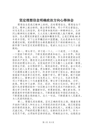 坚定理想信念明确政治方向体会心得