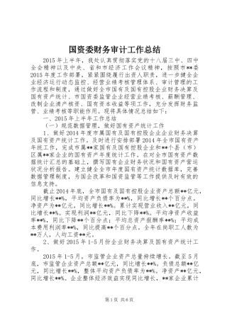 国资委财务审计工作总结 