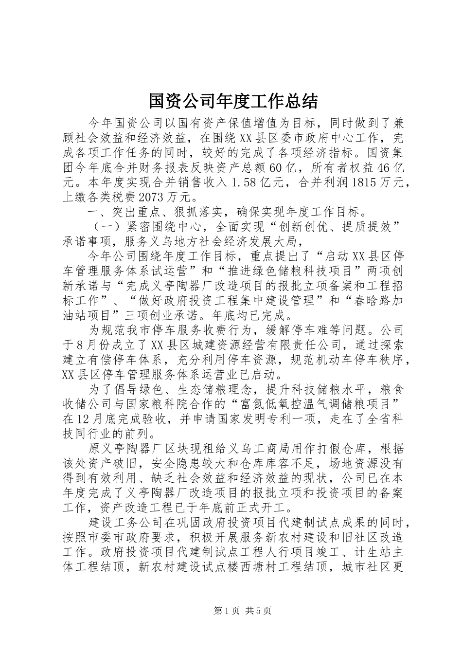 国资公司年度工作总结 _第1页