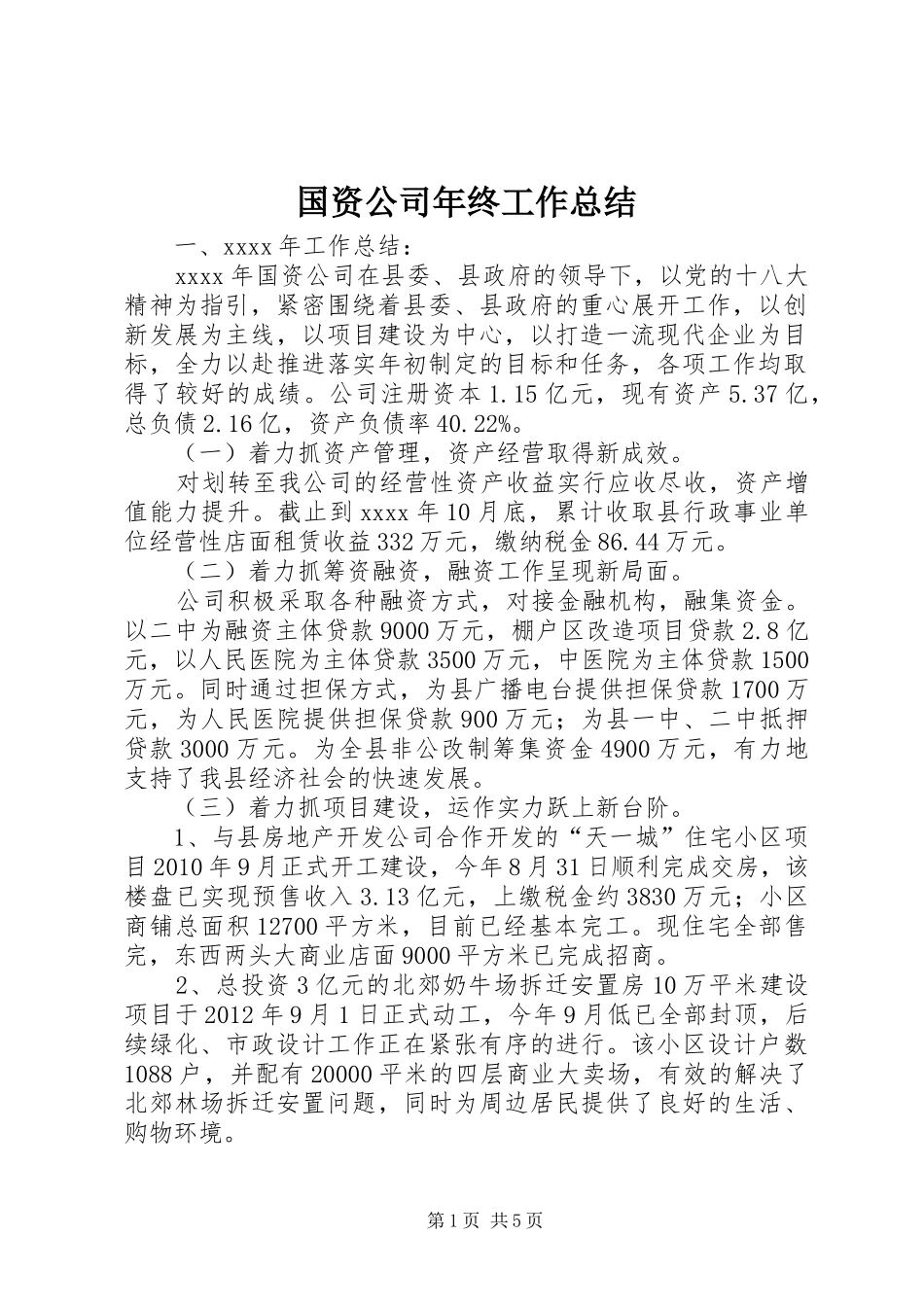 国资公司年终工作总结 _第1页