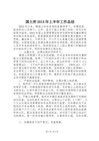 国土所202X年上半年工作总结