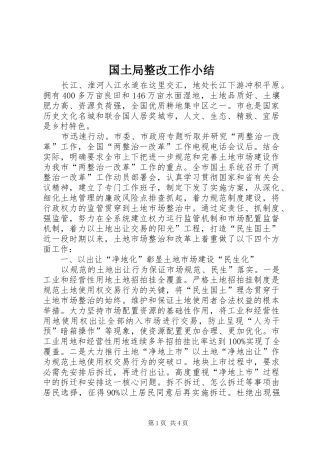 国土局整改工作小结 