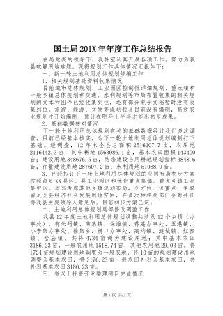 国土局202X年年度工作总结报告