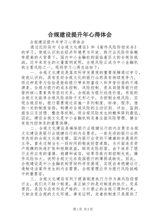 合规建设提升年体会心得