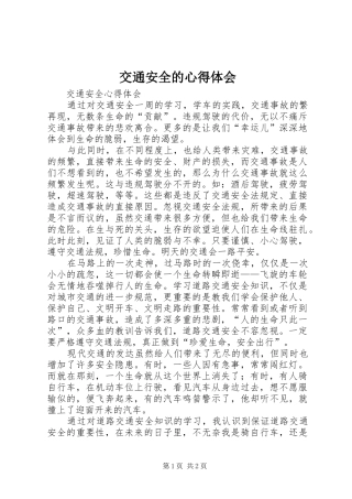 交通安全的体会心得3
