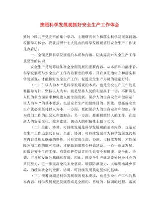 按照科学发展观抓好安全生产工作体会 