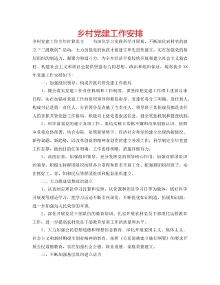 乡村党建工作安排 