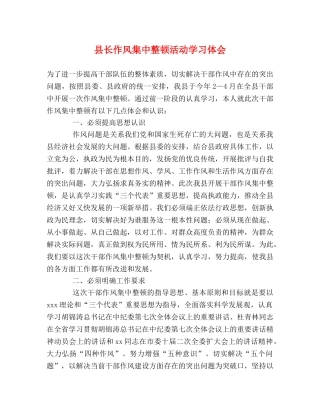 县长作风集中整顿活动学习体会 