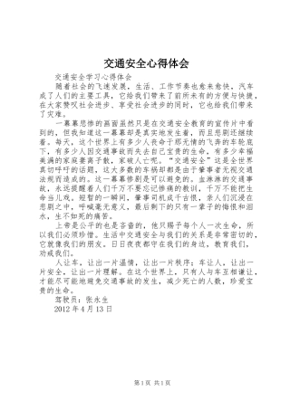 交通安全体会心得3