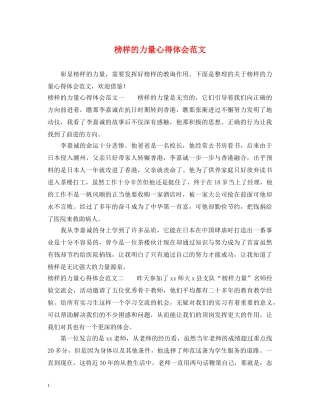 榜样的力量心得体会范文 