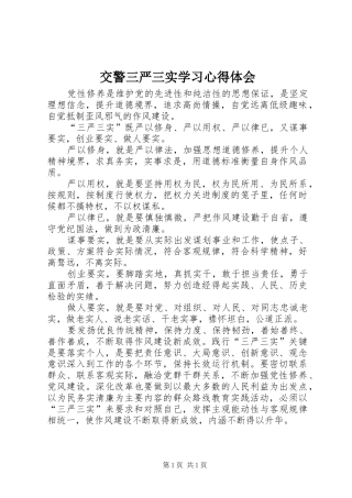 交警三严三实学习体会心得