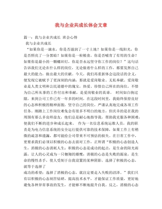 我与企业共成长体会文章 