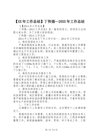 【XX年工作总结】丁伟强—20XX年工作总结