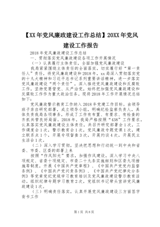 【XX年党风廉政建设工作总结】20XX年党风建设工作报告