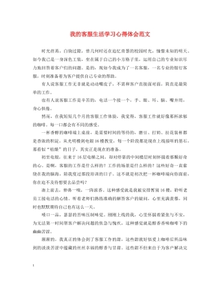 我的客服生活学习心得体会范文 