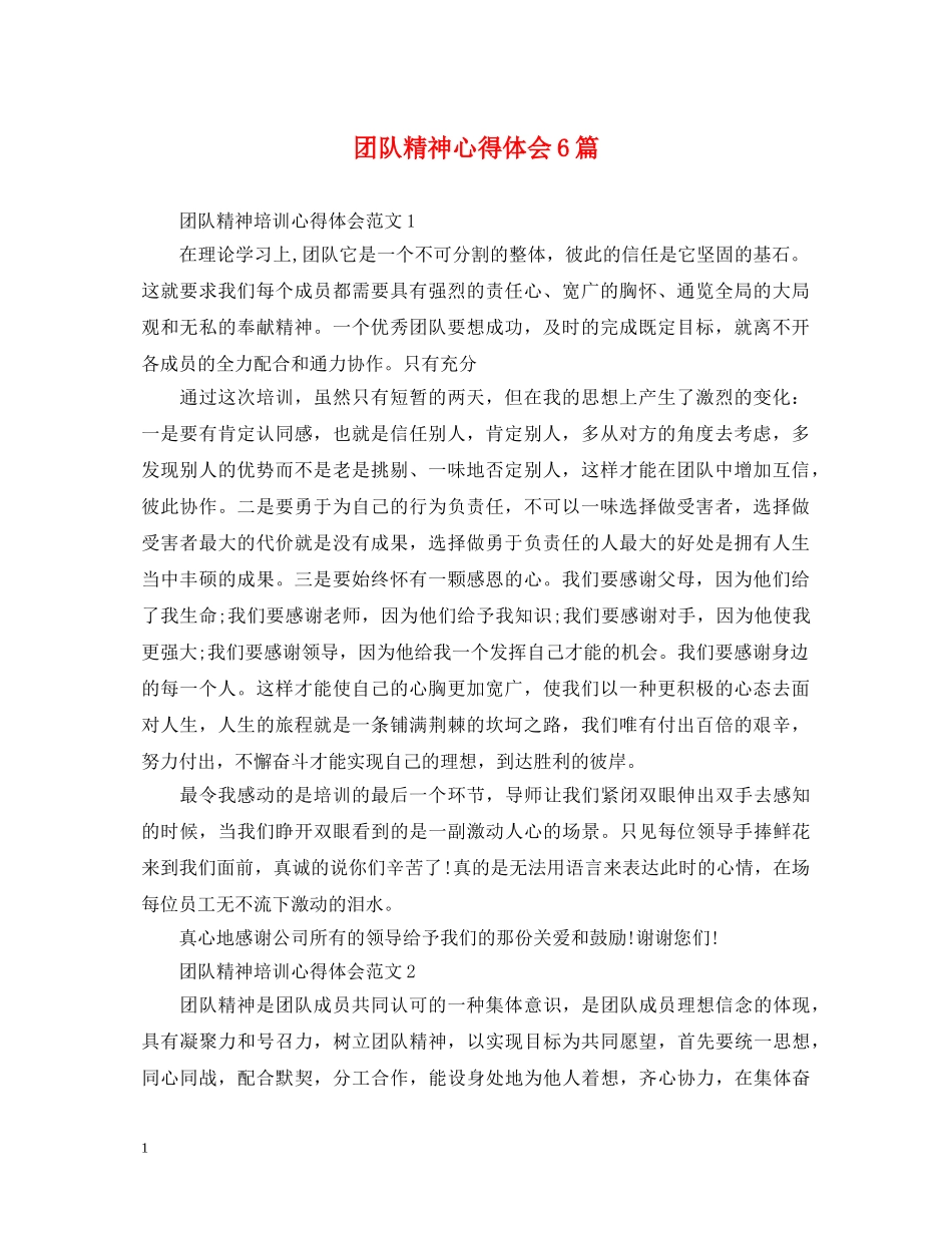团队精神心得体会6篇 _第1页