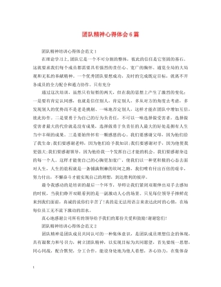 团队精神心得体会6篇 