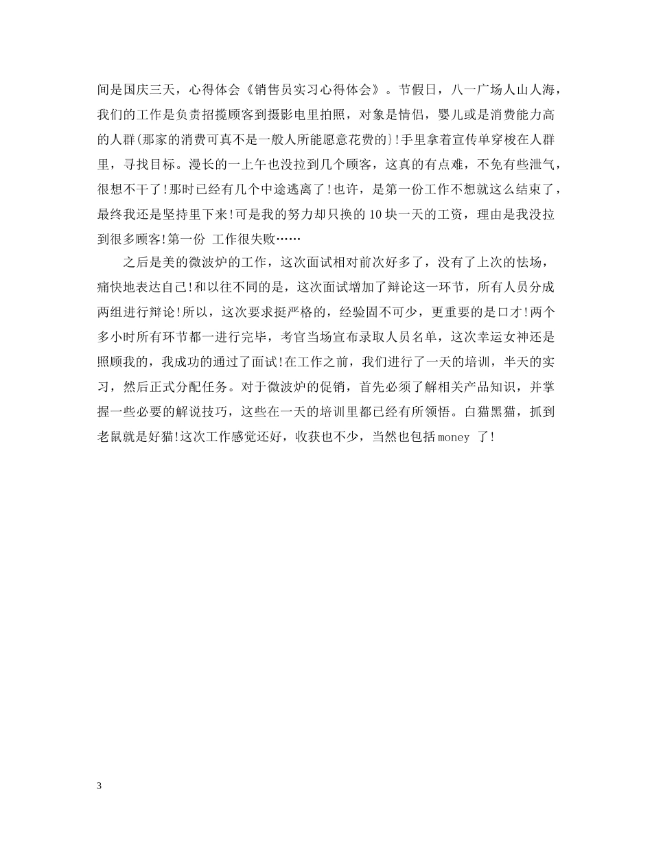 销售员实习心得体会 _第3页