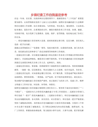 乡镇纪委工作自我鉴定参考 