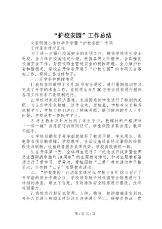 “护校安园”工作总结 