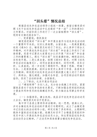 “回头看”情况总结 