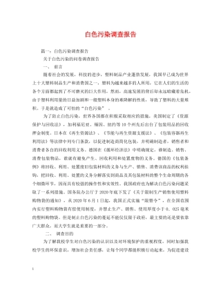 白色污染调查报告 