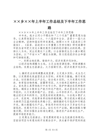 ××乡××年上半年工作总结及下半年工作思路 