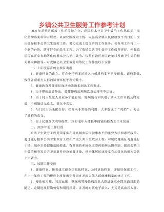 乡镇公共卫生服务工作参考计划 