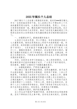 20XX年镇长个人总结