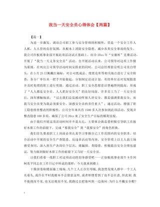 我当一天安全员心得体会【两篇】 