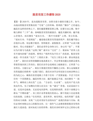 脱贫攻坚工作感悟2020 