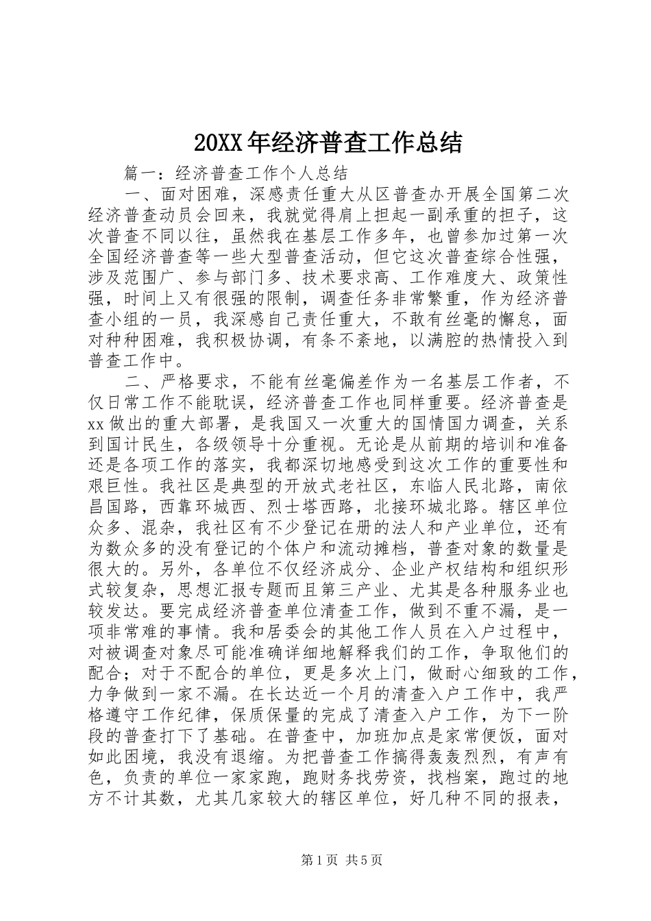 20XX年经济普查工作总结_第1页