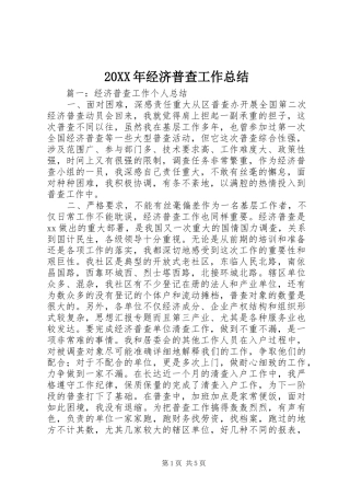 20XX年经济普查工作总结