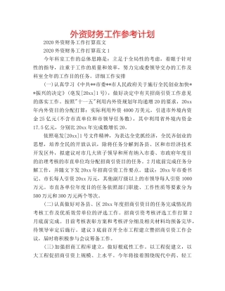 外资财务工作参考计划 