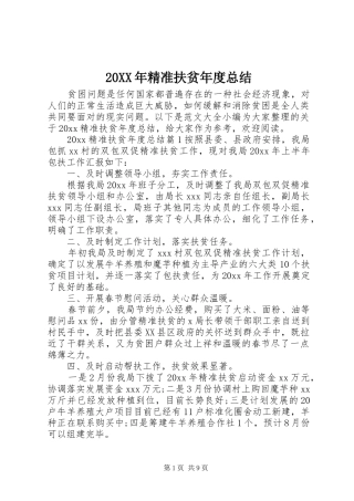 20XX年精准扶贫年度总结