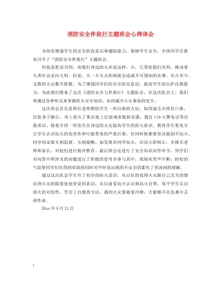 消防安全伴我行主题班会心得体会 