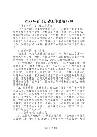 20XX年百日行动工作总结1218