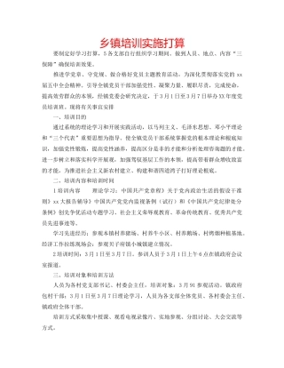 乡镇培训实施打算 