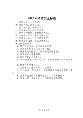 20XX年消防安全标语