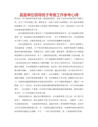 县直单位领导班子考察工作参考心得 