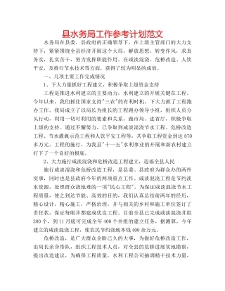 县水务局工作参考计划范文 